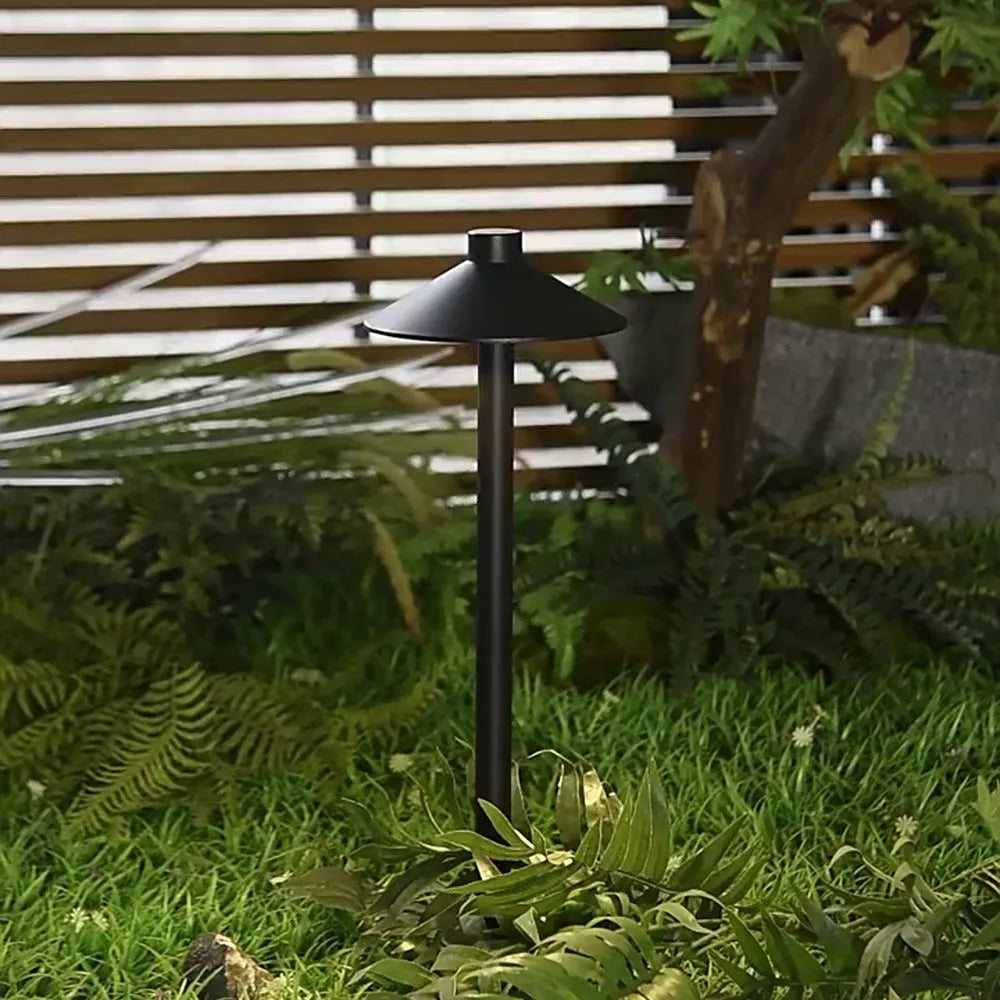 Dorvenia Zewnętrzna Lampa Ścieżkowa Współczesna Czarna w Kształcie Czapki