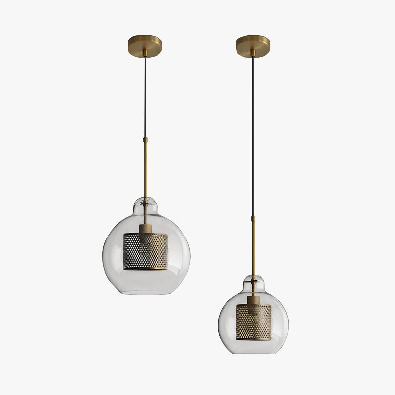 Nerel Współczesna Złota Lampa Wisząca, Szklana, Kula/Cylindryczna