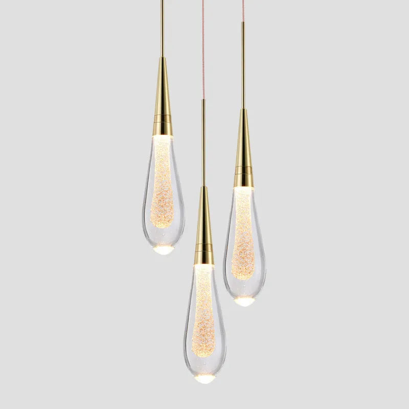 Lampa Wisząca Eloria Kryształowa Kropla Złota