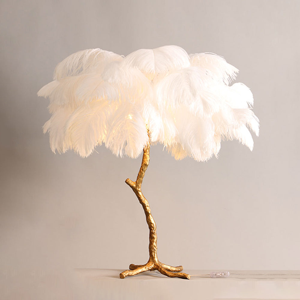 Salenor Nordycka Luksusowa Unikalna Lampa Podłogowa/Stołowa z Piór Strusich