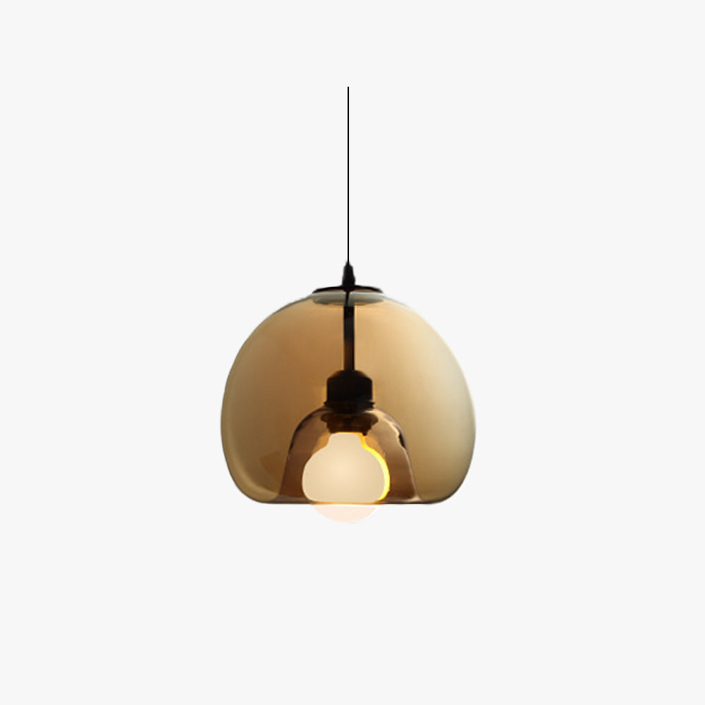 Lampa wisząca Norvia Szklana Kula Bursztynowy/Dymny Szary