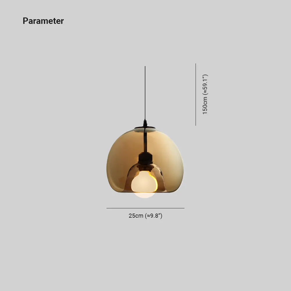Lampa wisząca Norvia Szklana Kula Bursztynowy/Dymny Szary