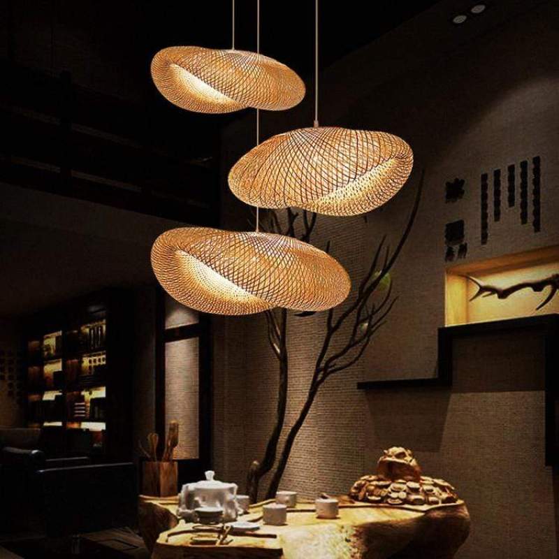 Lampa wisząca Veltrix, naturalny bambus, do kuchni/nad wyspę