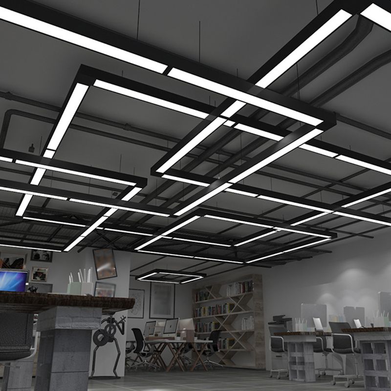 Soreva Lampa Wisząca Minimalistyczna Prostokątna LED Czarna