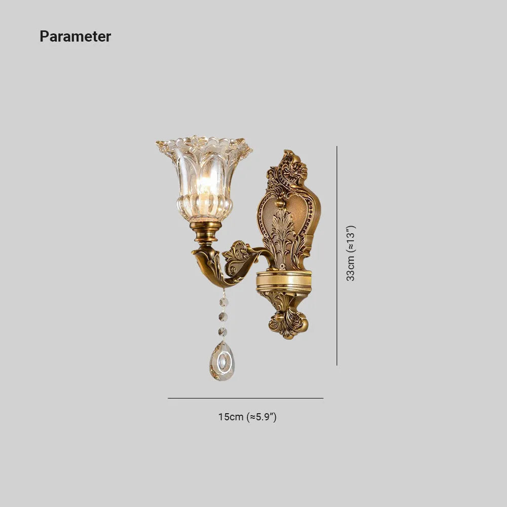 Lampa ścienna Calixo Vintage Kwiat /Szkło Złote