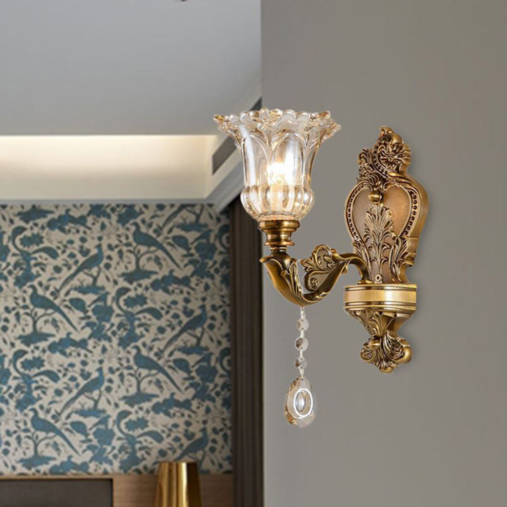 Lampa ścienna Calixo Vintage Kwiat /Szkło Złote