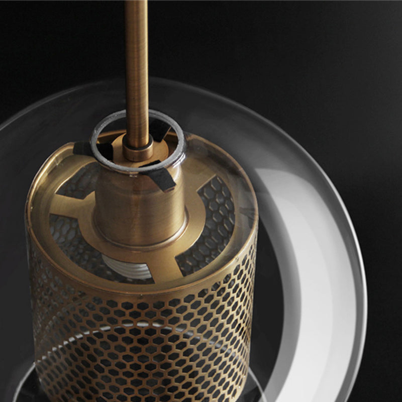 Nerel Współczesna Złota Lampa Wisząca, Szklana, Kula/Cylindryczna