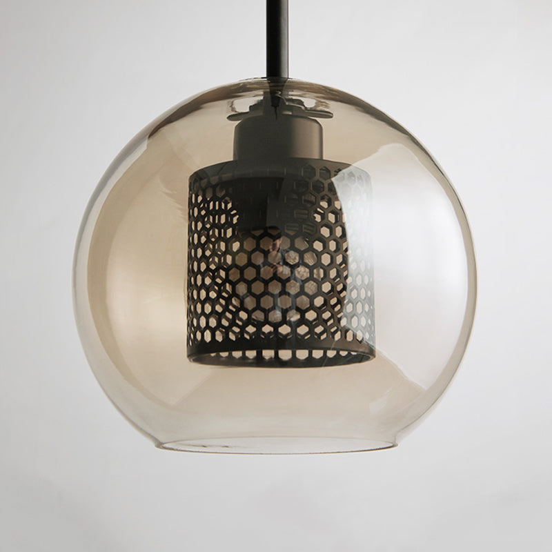 Nerel Współczesna Złota Lampa Wisząca, Szklana, Kula/Cylindryczna