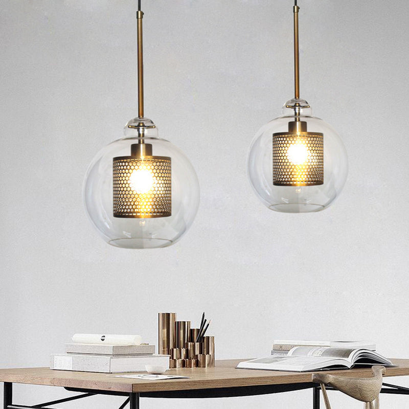 Nerel Współczesna Złota Lampa Wisząca, Szklana, Kula/Cylindryczna