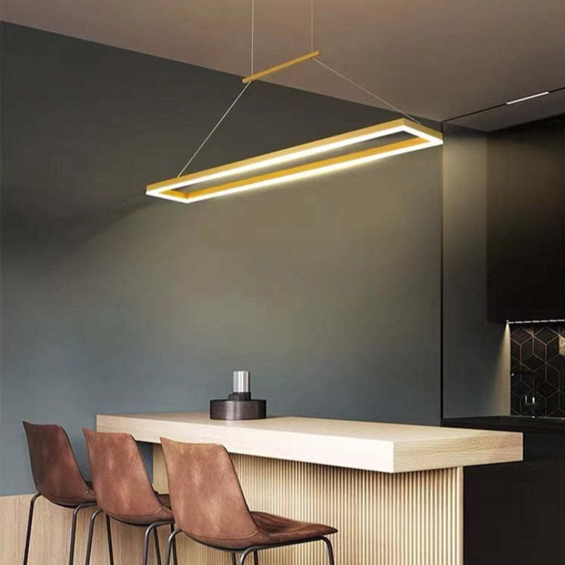 Nowoczesna prostokątna lampa wisząca Nexil, Złota/Kawowa