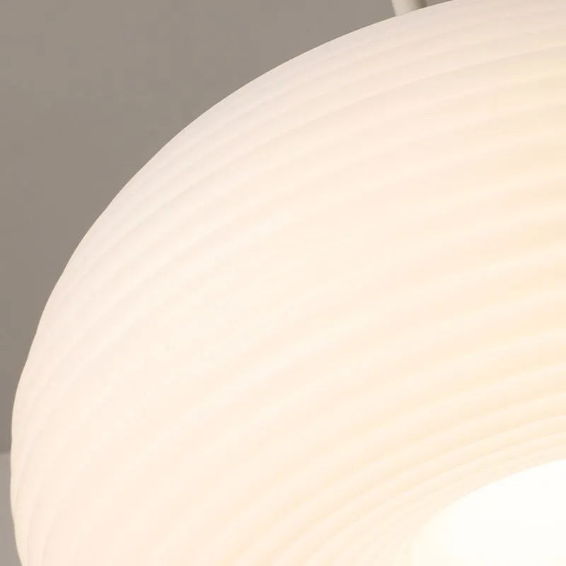 Lampa wisząca Zoriel, biała, szklana, w kształcie bębna