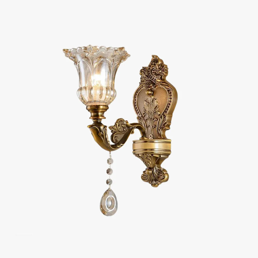 Lampa ścienna Calixo Vintage Kwiat /Szkło Złote
