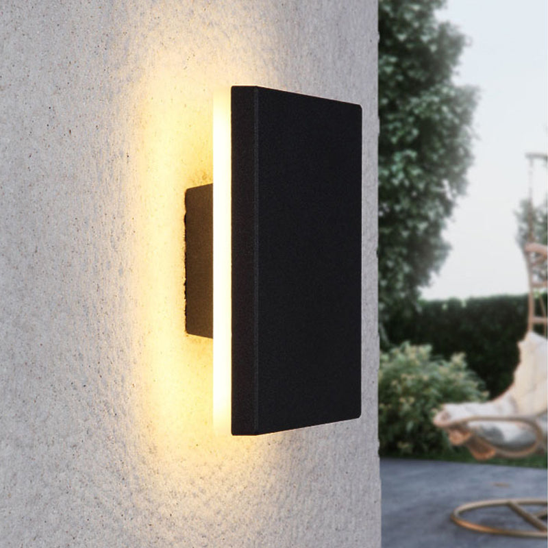 Dori Minimalistyczna Okrągła/Kwadratowa Zewnętrzna Lampa Ścienna LED, Czarna/Biała
