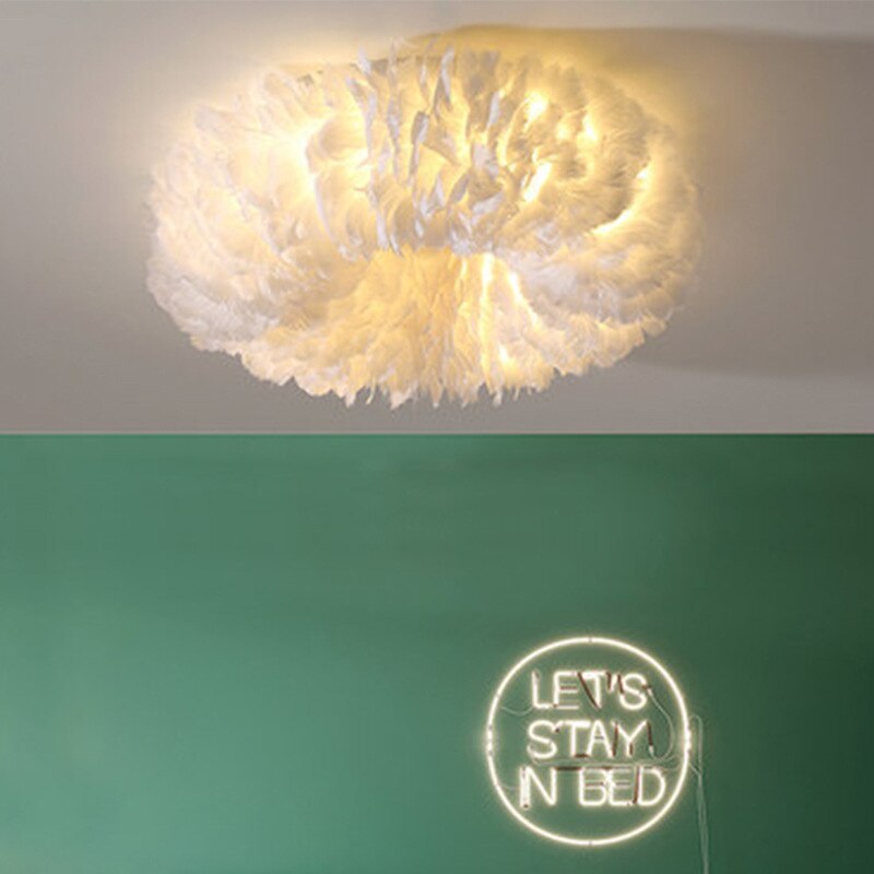 Velix Okrągła Lampa Sufitowa z Piór Łabędzich