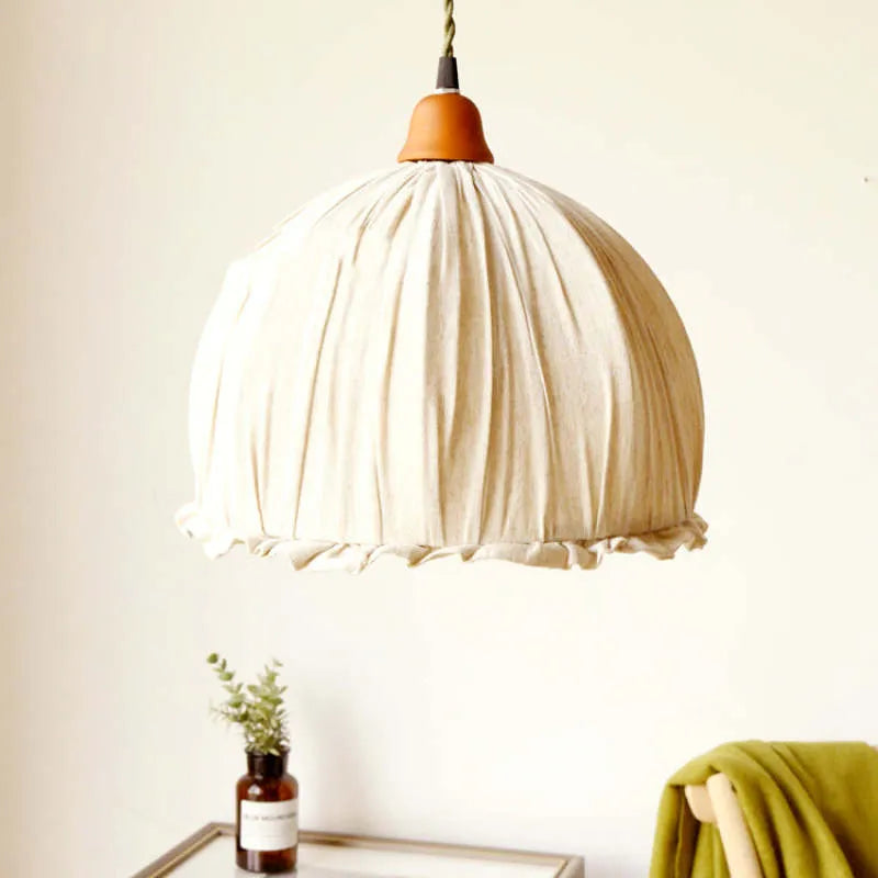 Lampa wisząca Teo Vintage, beżowa, z tkaniny