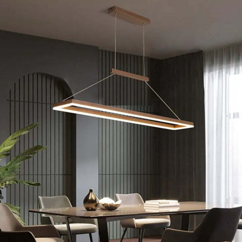 Nowoczesna prostokątna lampa wisząca Nexil, Złota/Kawowa