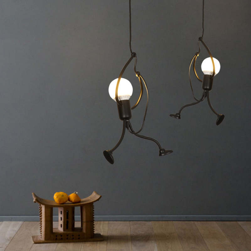 Esi Retro Nowoczesna Lampa Wisząca Iron Man, Czarna