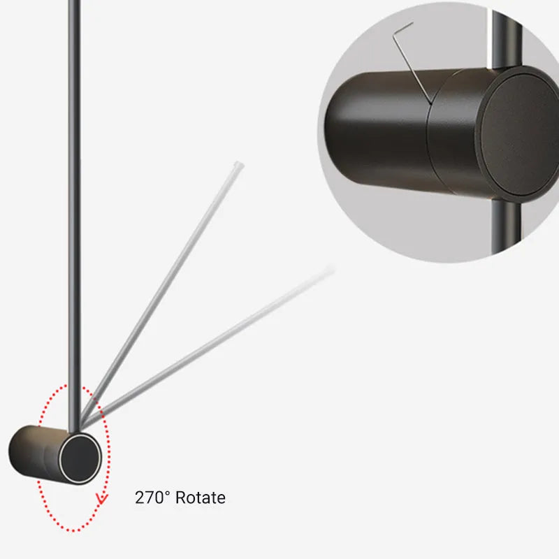 Ravel Minimalistyczna Obrotowa Liniowa Wewnętrzna Lampa Ścienna, Czarna