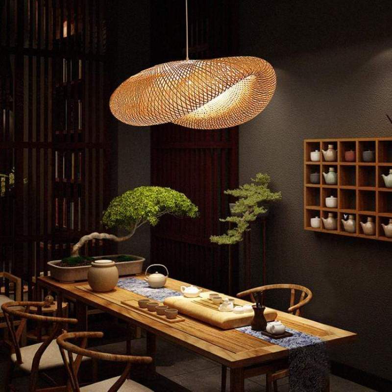 Lampa wisząca Veltrix, naturalny bambus, do kuchni/nad wyspę