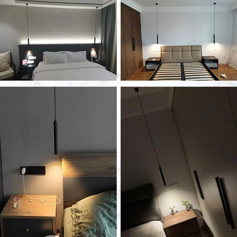 Selvor Lampa Wisząca Minimalistyczna Liniowa Czarna