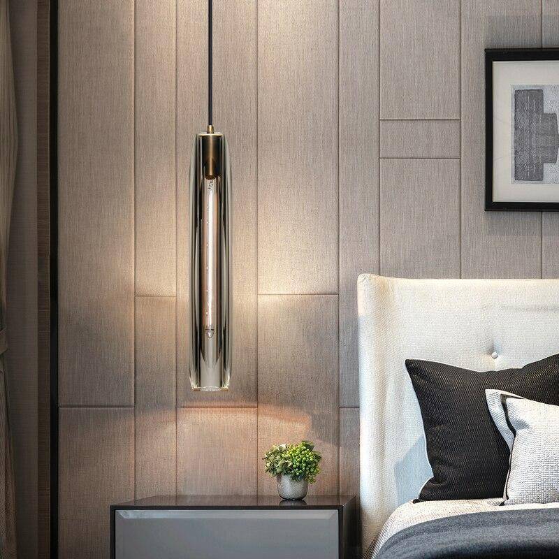 Orinex Mosiężna Designerska Lampa Wisząca Szklana Przydymiona