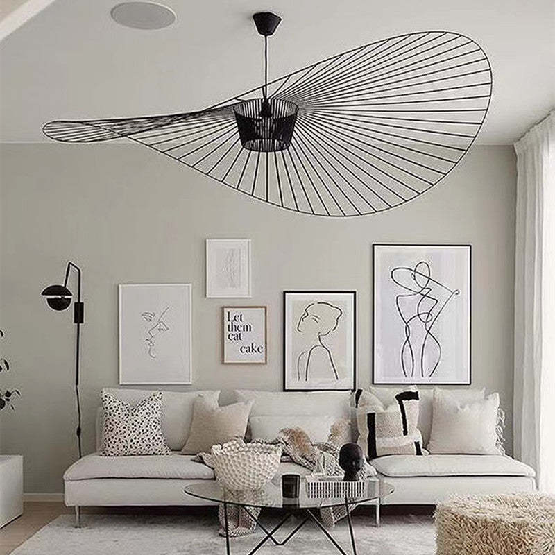 Lampa wisząca Xelion Nowoczesna Kwiatowa Tkanina Czarna/Biała/Złota/Brązowa