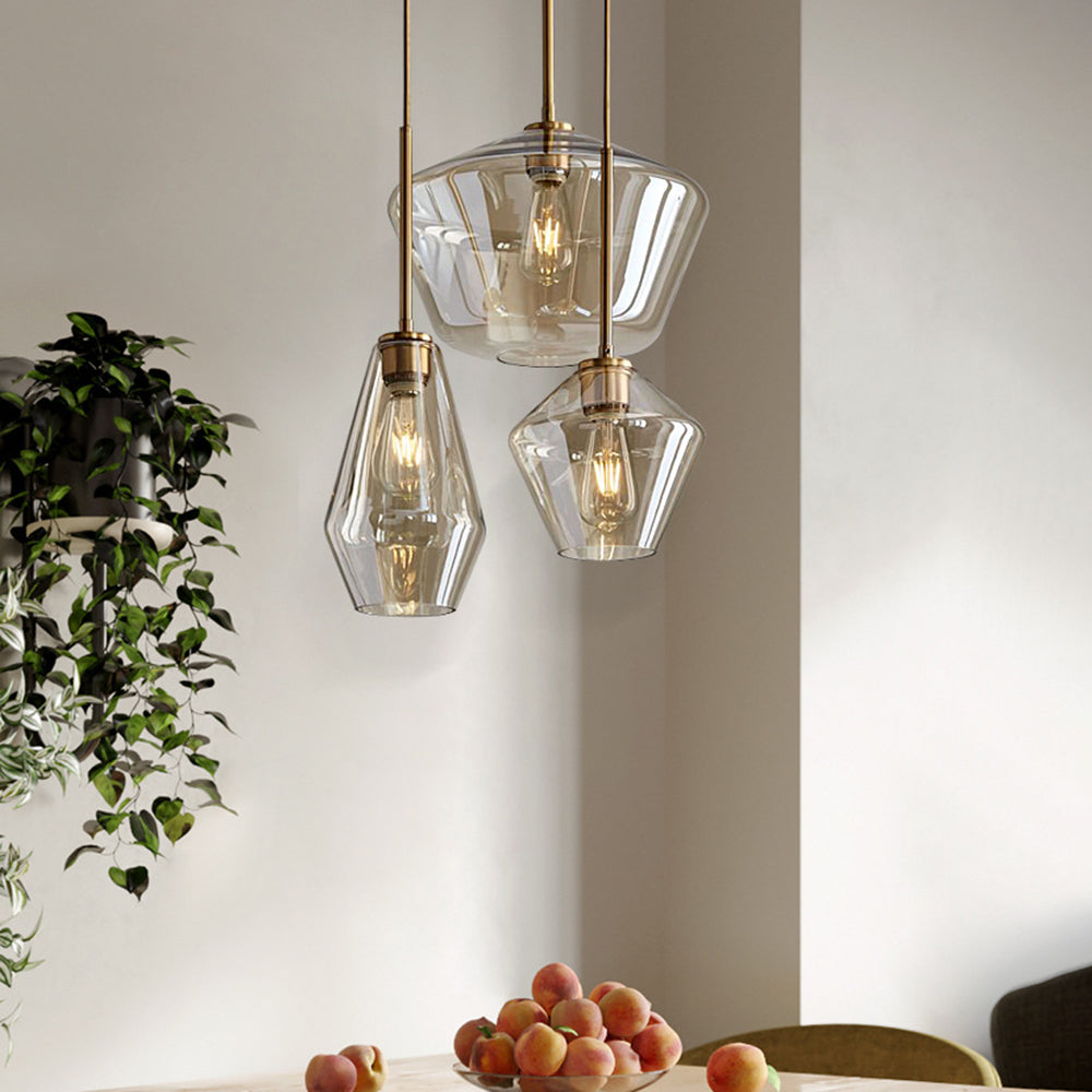 Virelo Lampa Wisząca Szkło Przezroczyste/Bursztynowe Diament