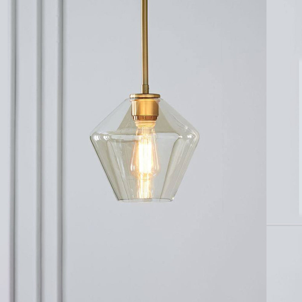 Virelo Lampa Wisząca Szkło Przezroczyste/Bursztynowe Diament
