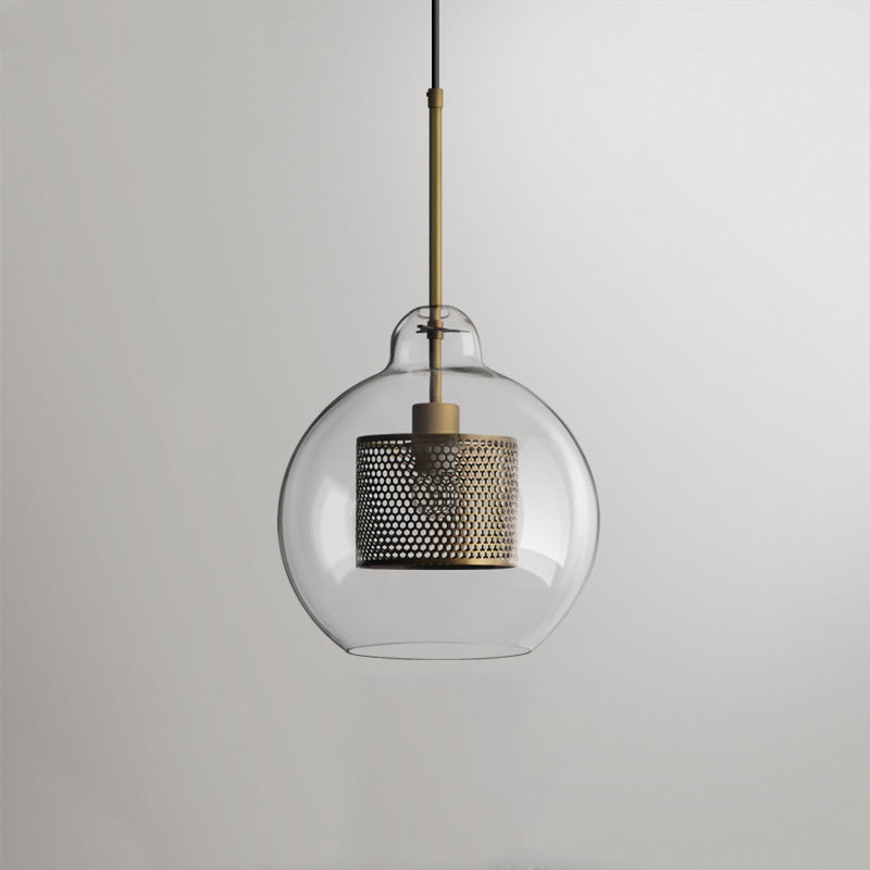 Nerel Współczesna Złota Lampa Wisząca, Szklana, Kula/Cylindryczna