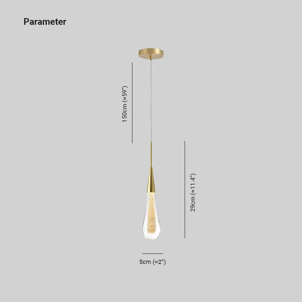 Lampa Wisząca Eloria Kryształowa Kropla Złota