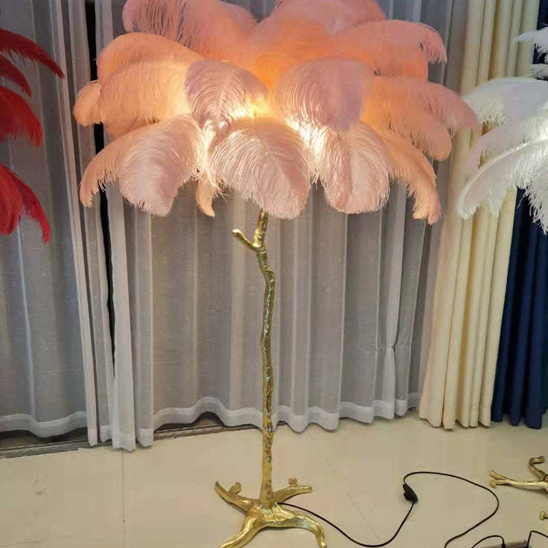 Salenor Nordycka Luksusowa Unikalna Lampa Podłogowa/Stołowa z Piór Strusich