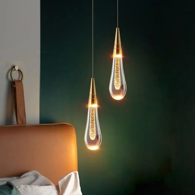 Lampa Wisząca Eloria Kryształowa Kropla Złota
