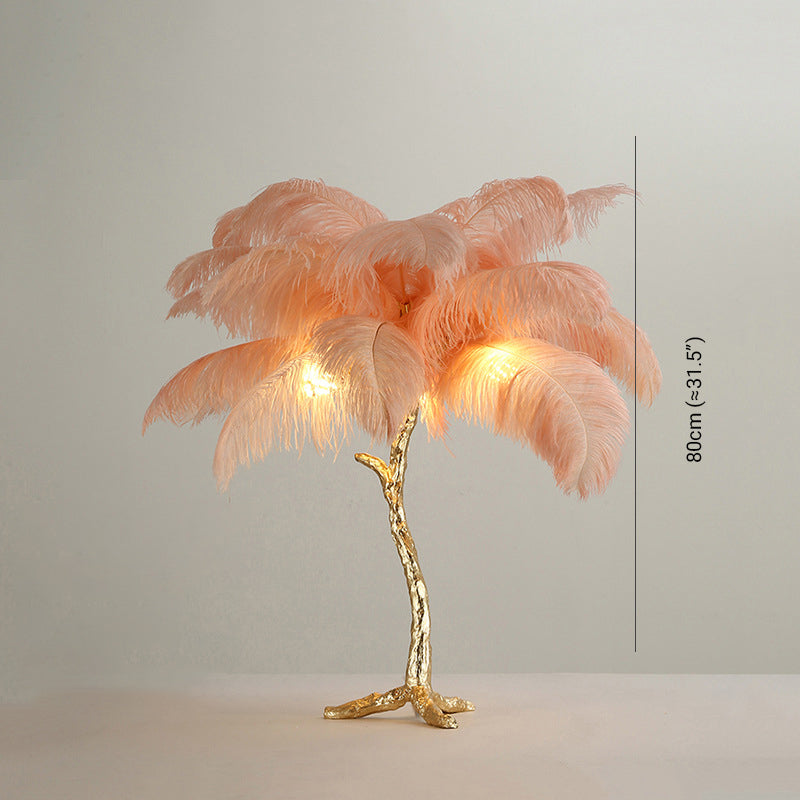 Salenor Nordycka Luksusowa Unikalna Lampa Podłogowa/Stołowa z Piór Strusich