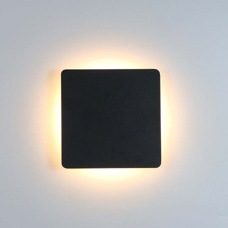 Dori Minimalistyczna Okrągła/Kwadratowa Zewnętrzna Lampa Ścienna LED, Czarna/Biała