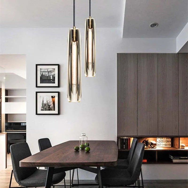 Orinex Mosiężna Designerska Lampa Wisząca Szklana Przydymiona