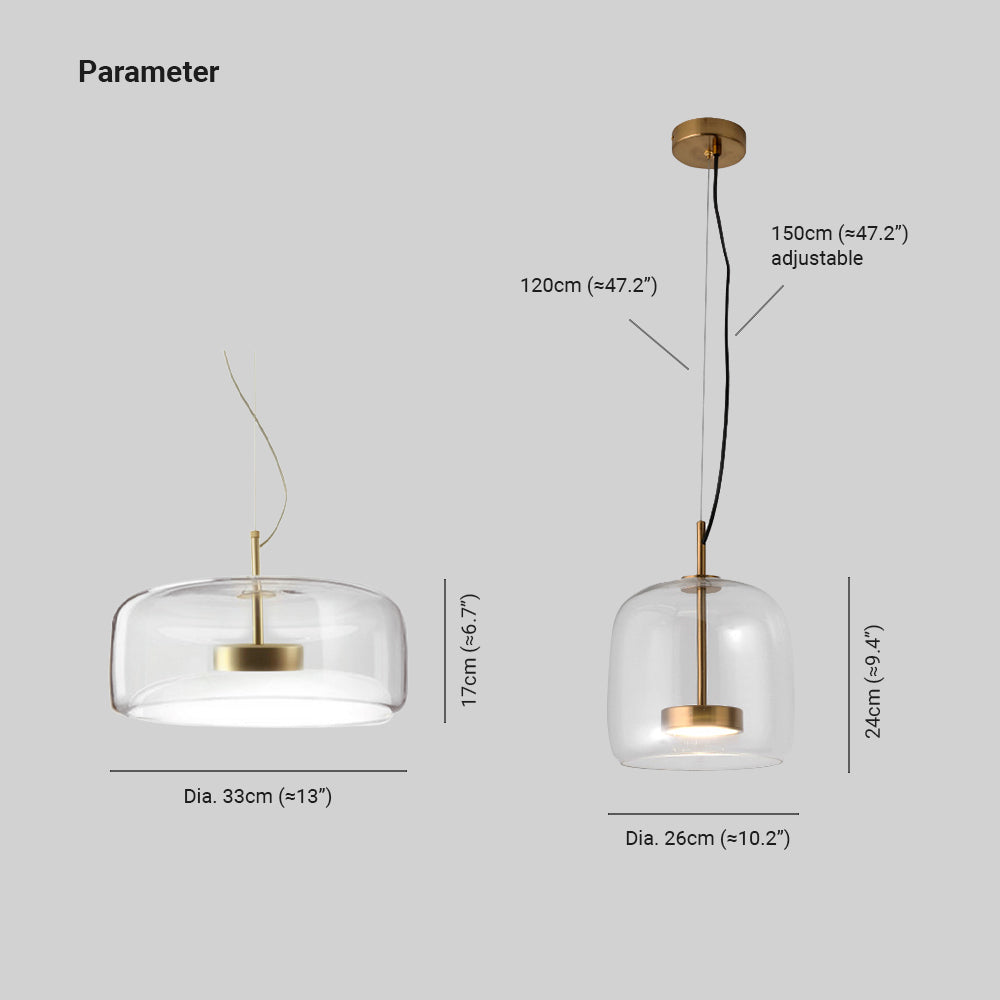Lioren Lampa Wisząca Nowoczesna Szklana Przezroczysta/Dymna/Bursztynowa