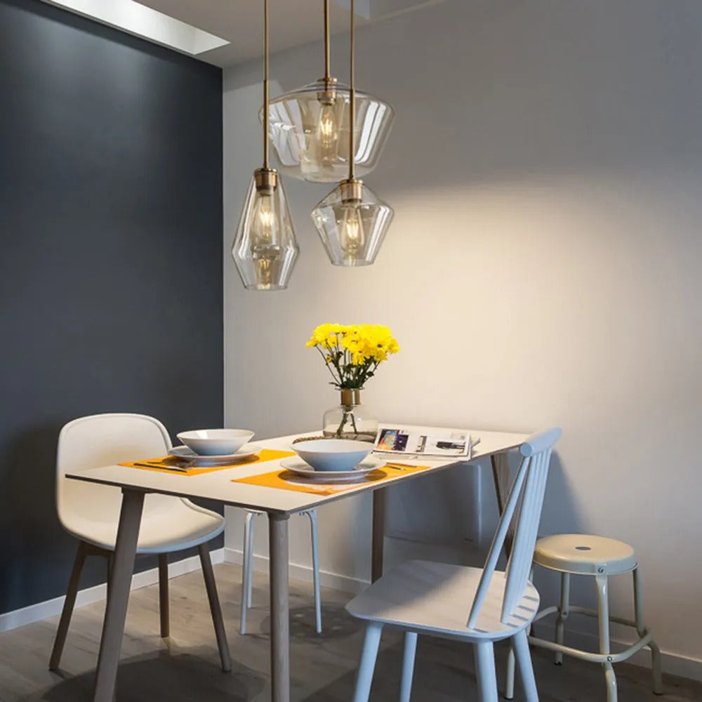 Virelo Lampa Wisząca Szkło Przezroczyste/Bursztynowe Diament