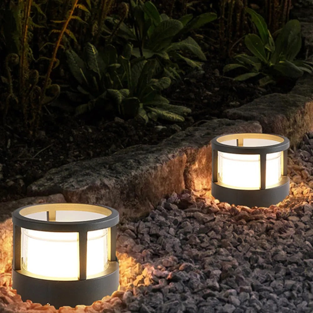 Alvian Zewnętrzna Lampa Słupkowa Nowoczesna Cylindryczna Czarna