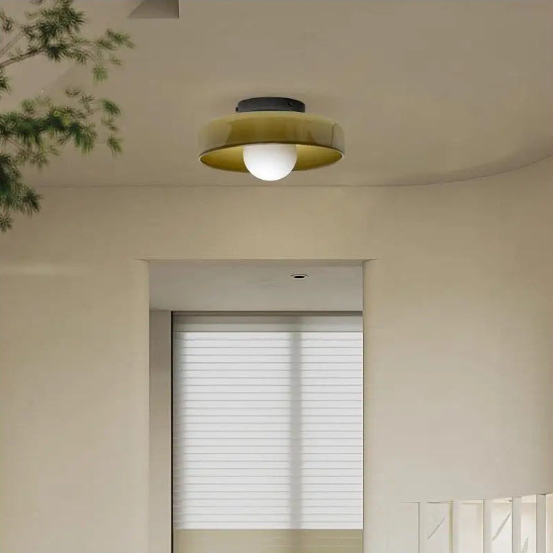 Lampa Sufitowa Solven ze Szklanym Kloszem w Kształcie Bębna