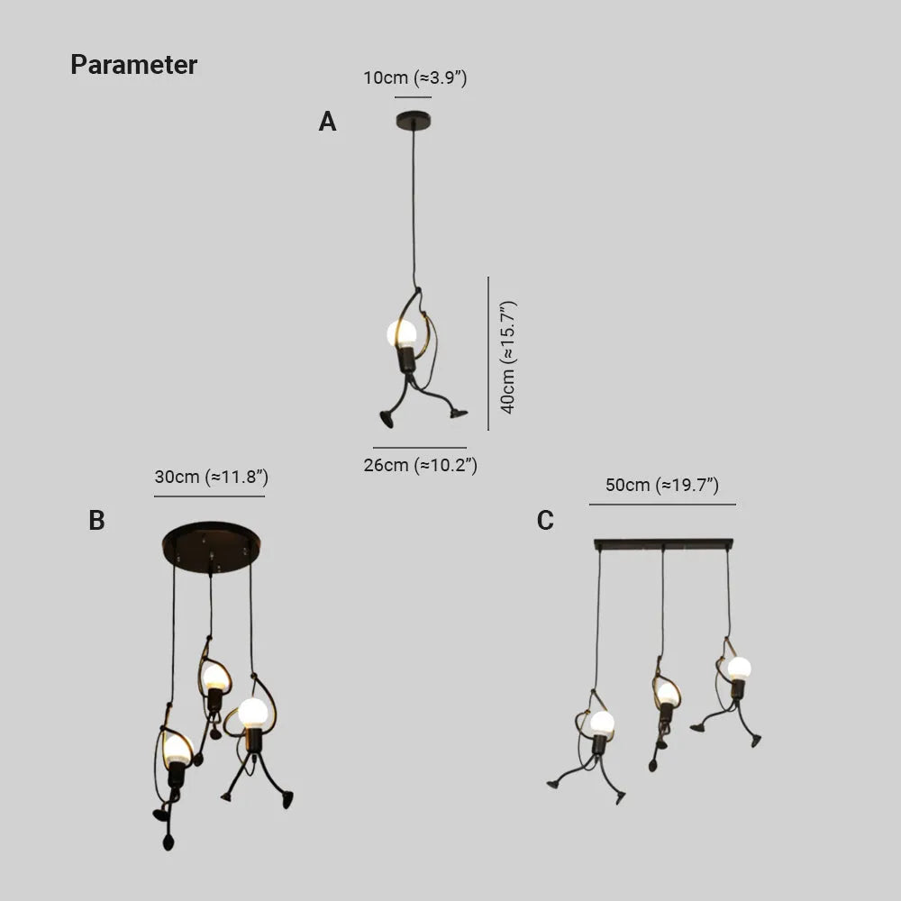 Esi Retro Nowoczesna Lampa Wisząca Iron Man, Czarna