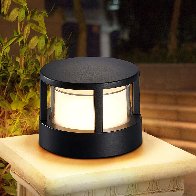 Alvian Zewnętrzna Lampa Słupkowa Nowoczesna Cylindryczna Czarna