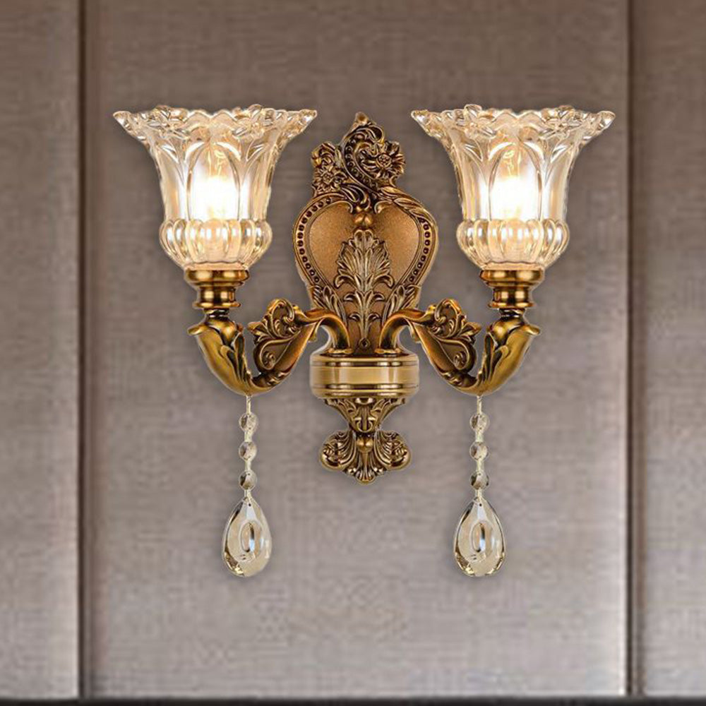 Lampa ścienna Calixo Vintage Kwiat /Szkło Złote