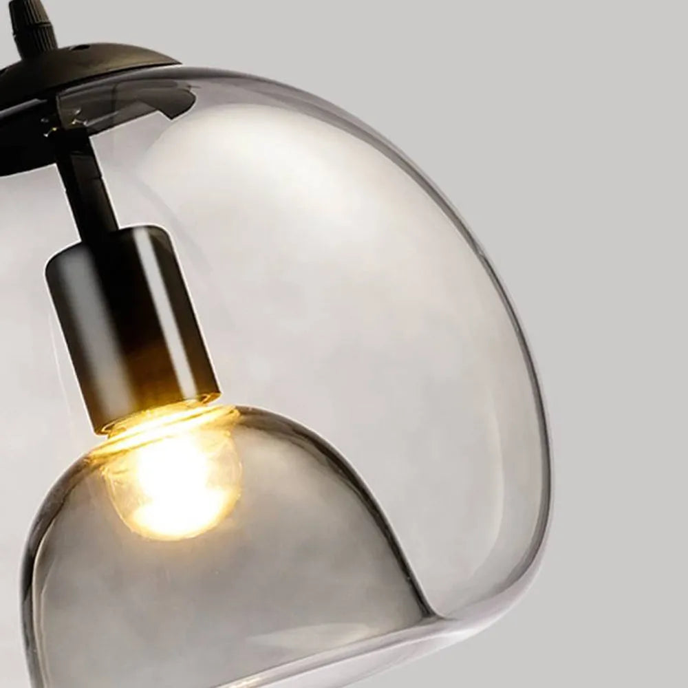 Lampa wisząca Norvia Szklana Kula Bursztynowy/Dymny Szary