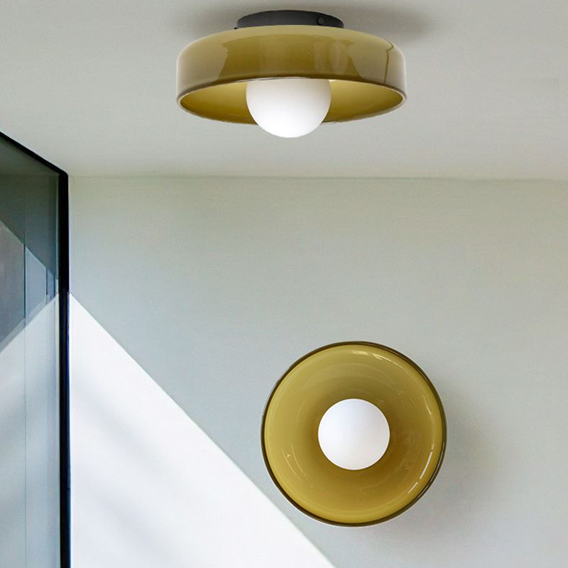 Lampa Sufitowa Solven ze Szklanym Kloszem w Kształcie Bębna