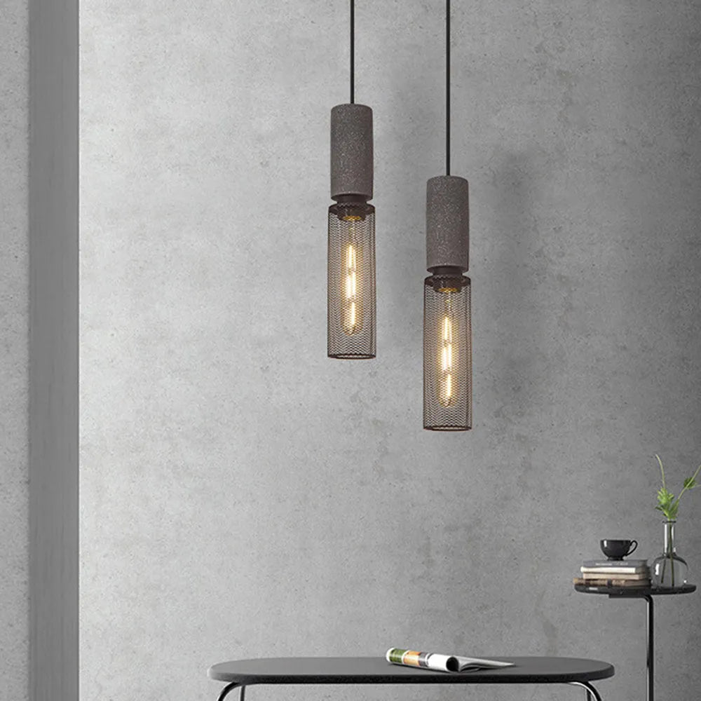 Vireth Lampa Wisząca Industrialna Cylindryczna Cementowa