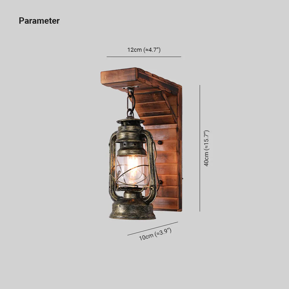 Lampa ścienna Orlena Latarnia Vintage Rustykalna Drewniana