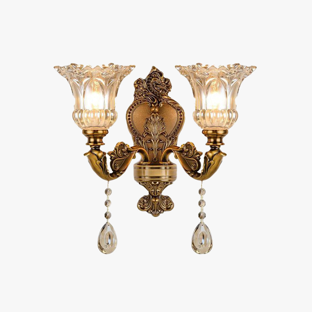 Lampa ścienna Calixo Vintage Kwiat /Szkło Złote
