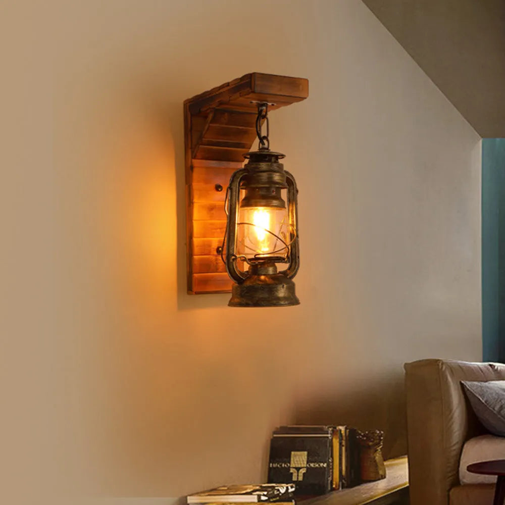 Lampa ścienna Orlena Latarnia Vintage Rustykalna Drewniana
