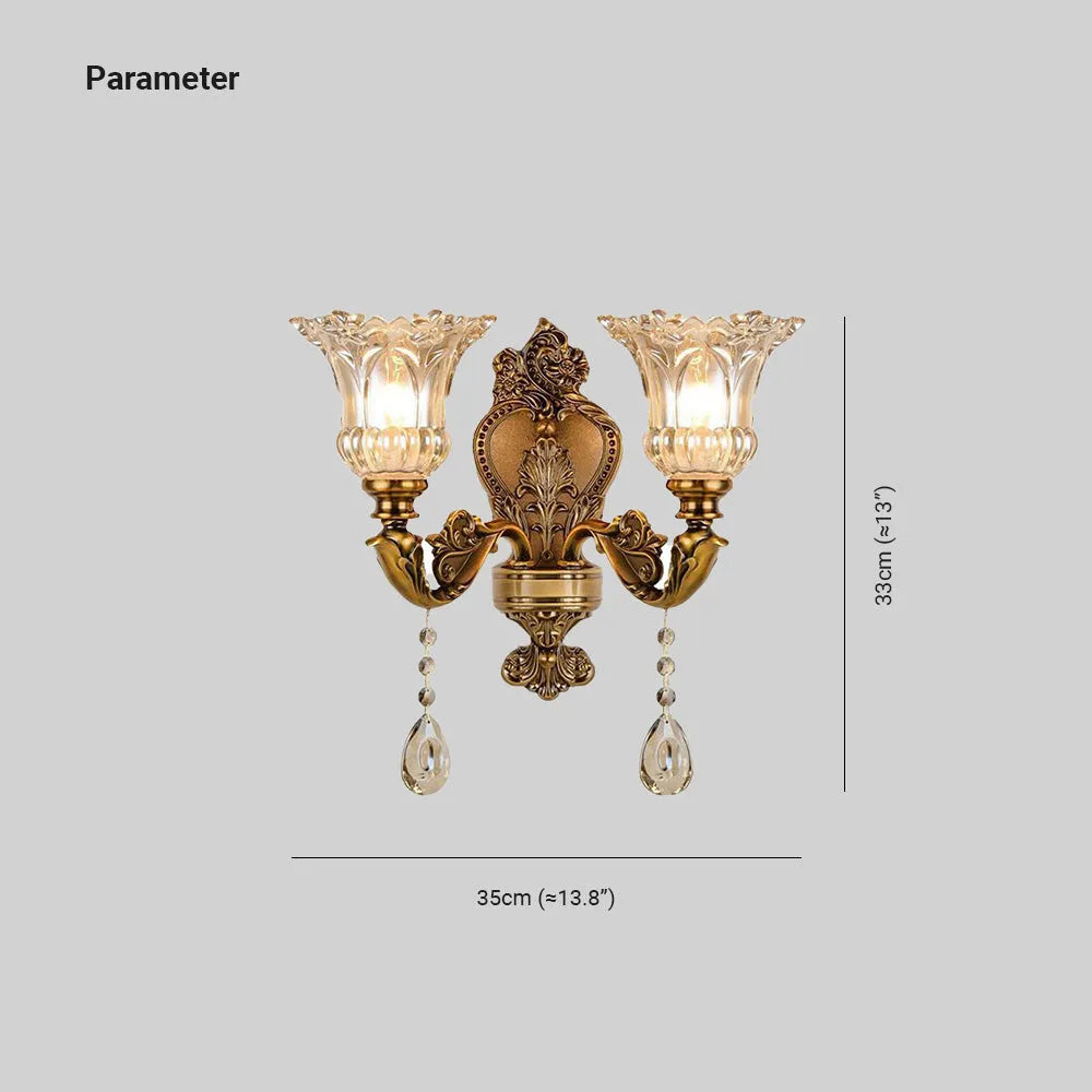Lampa ścienna Calixo Vintage Kwiat /Szkło Złote