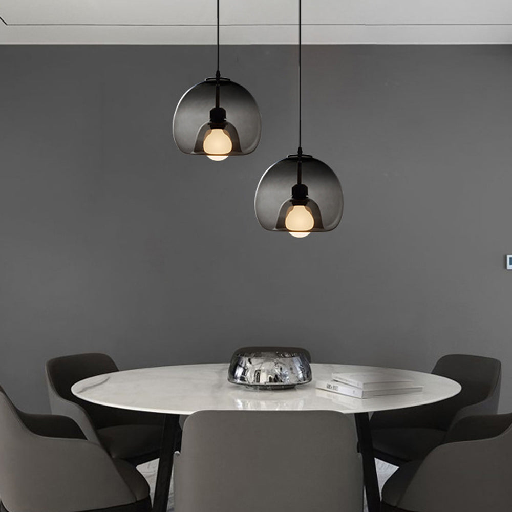 Lampa wisząca Norvia Szklana Kula Bursztynowy/Dymny Szary